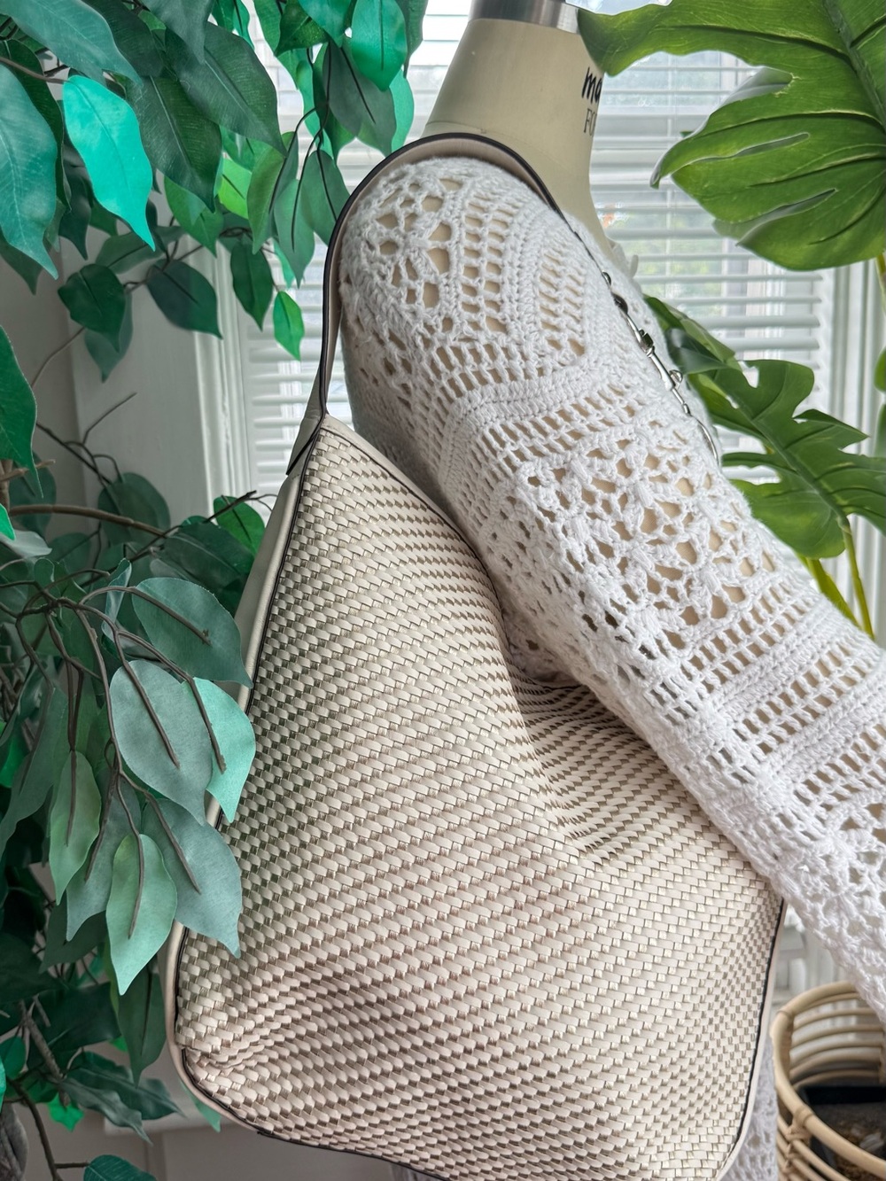 Coach Cream Woven Shoulder Hobo Bag